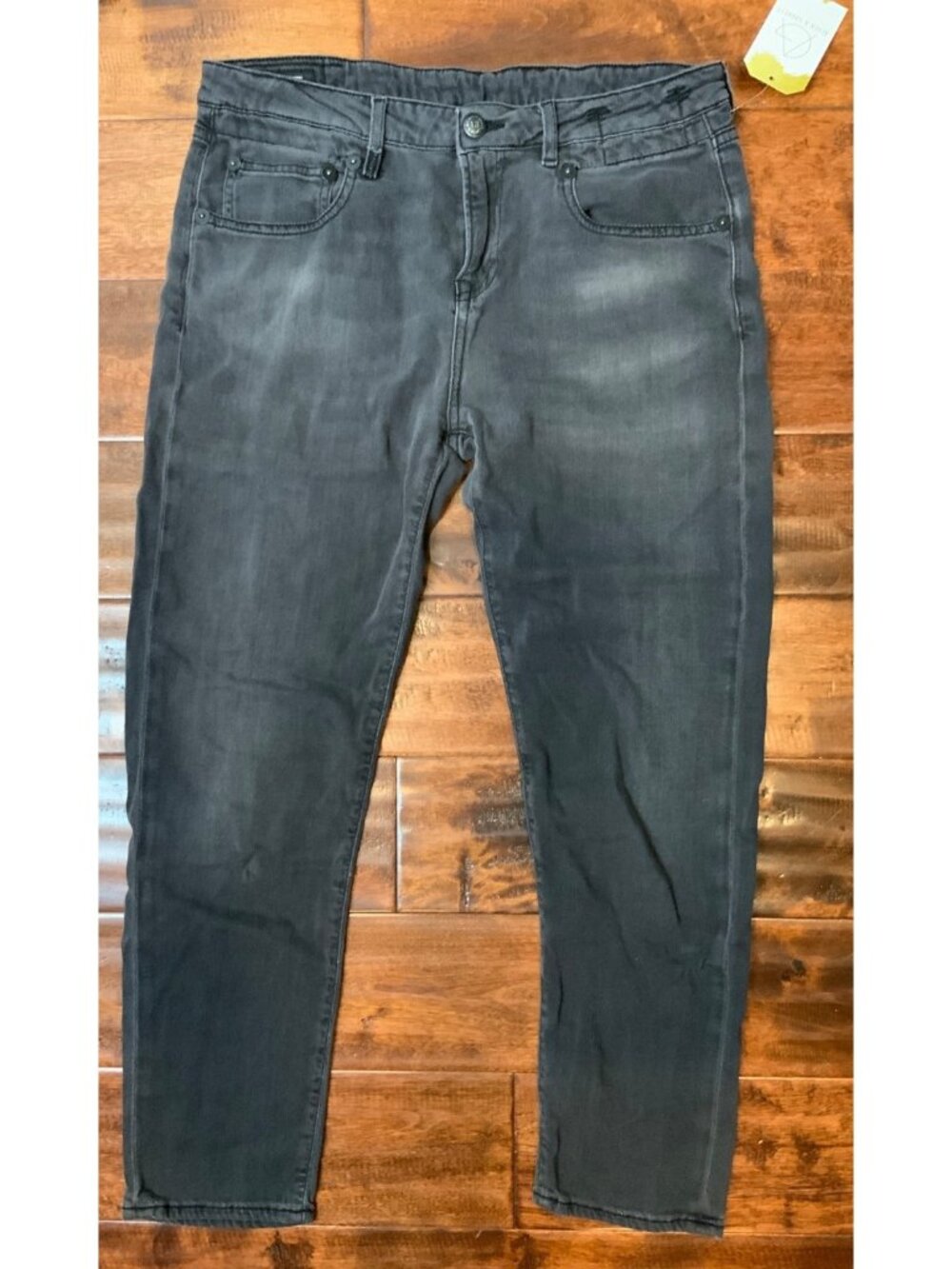 R13 Phoenix Black Denim Boyfriend Slouch Jeans, Size 28